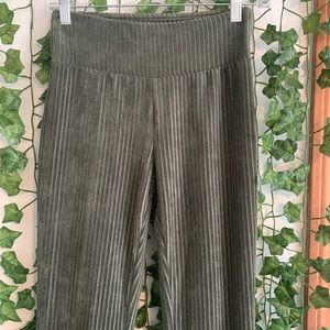 green flare pants